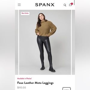Spanx Faux Leather Moto Leggings Size Medium Worn Once